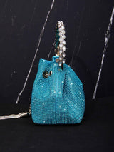 CRYSTAL EMBELLISHED BUCKET BAG IN BLUE Bags styleofcb