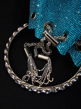 CRYSTAL EMBELLISHED BUCKET BAG IN BLUE Bags styleofcb