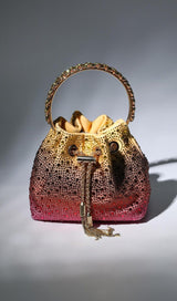 CRYSTAL EMBELLISHED BUCKET BAG IN OMBRE Bags styleofcb