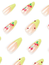 CHERRY FRENCH GREEN EDGE PRESS ON NAILS Press On Nails Oh CICI