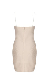 NUDE CRYSTAL STRAP BANDAGE MINI DRESS Dresses styleofcb