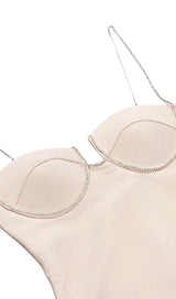 NUDE CRYSTAL STRAP BANDAGE MINI DRESS Dresses styleofcb