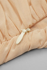 NUDE STRAPPY SEQUINS EMBELLISHED MESH MIDI DRESS Dresses Oh CICI