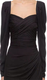 LONG SLEEVE SQUARE COLLAR MIDI DRESS styleofcb