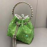 CRYSTAL EMBELLISHED BUCKET BAG IN GREEN Bags styleofcb
