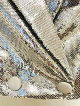 SEQUIN SHORT TWO PIECES SUIT IN SLIVER styleofcb