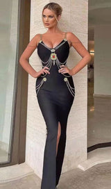 BANDAGE SWEETHEART SPLIT MAXI DRESS IN BLACK Dresses styleofcb