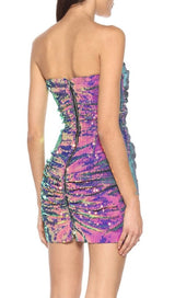 SEQUIN OFF SHOULDER MINI DRESS IN PURPLE styleofcb