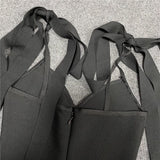 BANDAGE BOW FLOWY MIDI DRESS IN BLACK styleofcb