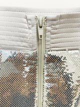 SEQUIN SHORT TWO PIECES SUIT IN SLIVER styleofcb