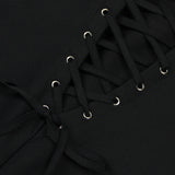 CRYSTAL FLOWER LACE UP BANDAGE DRESS