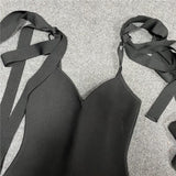 BANDAGE BOW FLOWY MIDI DRESS IN BLACK styleofcb