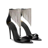 CRYSTAL TASSEL HEELS IN BLACK Shoes styleofcb