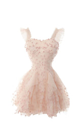 OFF -SHOULDER FLOWER MINI DRESS IN PINK DRESS STYLE OF CB