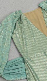 OFF-SHOULDER RIBBON MAXI DRESS IN GREEN DRESS STYLE OF CB