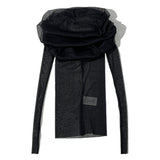 OFF THE SHOULDER MESH TOP IN BLACK DRESS STYLE OF CB