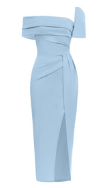 ONE SHOULDER BANDAGE MAXI DRESS IN LIGHT BLUE styleofcb