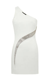 ONE SHOULDER MINI DRESS IN BLACK Dresses styleofcb XS WHITE