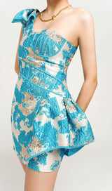 ONE SHOULDER MINI DRESS IN BLUE Dresses styleofcb