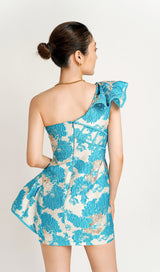 ONE SHOULDER MINI DRESS IN BLUE Dresses styleofcb
