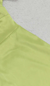 ONE SHOULDER SATIN SLIT MAXI DRESS IN GREEN DRESS STYLE OF CB