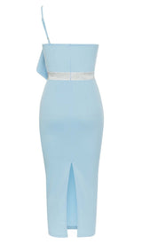 ONE SHOULDER SPLIT BACK MIDI DRESS IN BLUE DRESS styleofcb