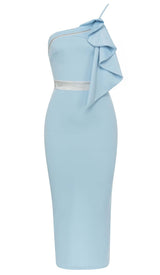 ONE SHOULDER SPLIT BACK MIDI DRESS IN BLUE DRESS styleofcb