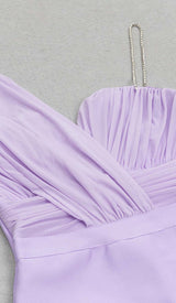 ONE SHOULDER THIGH SLIT MIDI DRESS IN LILAC DRESS STYLE OF CB