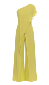 ONE SHOULDER TIERED JUMPSUIT IN OLIVE DRESS STYLE OF CB