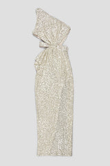 ONE-SHOULDER SEQUINS CUT OUT SPLIT MAXI DRESS Sequins Dress Oh CICI
