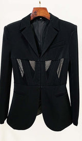 PANELED PERSPECTIVE JACKET SUIT IN BLACK DRESS STYLE OF CB