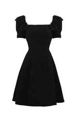 PATCHWORK BOW-EMBELLISHED MIDI DRESS IN BLACK DRESS sis label
