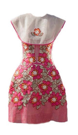 PETALS EMBROIDERED HEM MIDI DRESS DRESS STYLE OF CB