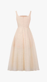 PLEATED CAMI SLIM MIDI DRESS IN WHITE DRESS STYLE OF CB