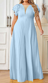 PLUNGE PLATED MAXI DRESS IN BLUE DRESS STYLE OF CB
