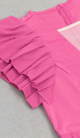 PLUNGE PLATED MAXI DRESS IN RED DRESS STYLE OF CB