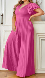 PLUNGE PLATED MAXI DRESS IN RED DRESS STYLE OF CB