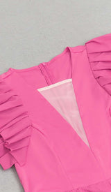 PLUNGE PLATED MAXI DRESS IN RED DRESS STYLE OF CB