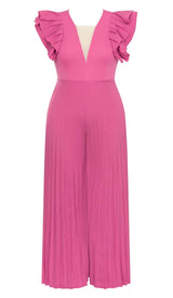 PLUNGE PLATED MAXI DRESS IN RED DRESS STYLE OF CB