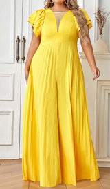 PLUNGE PLATED MAXI DRESS IN YELLOW DRESS STYLE OF CB