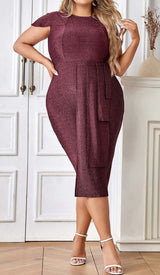PLUS GLITTER MIDI DRESS IN BROWN DRESS STYLE OF CB
