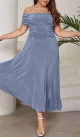 PLUS OFF SHOULDER MIDI DRESS IN BLUE DRESS STYLE OF CB