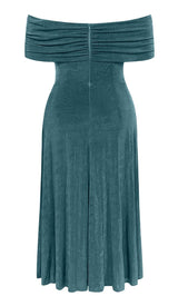 PLUS OFF SHOULDER MIDI DRESS IN GREEN DRESS STYLE OF CB