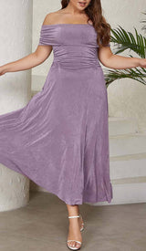 PLUS OFF SHOULDER MIDI DRESS IN PURPLE DRESS STYLE OF CB