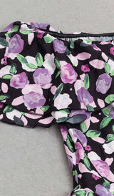 PLUS SIZE FLORAL RUCHED SLIT MIDI DRESS DRESS sis label