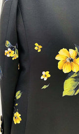 PRINTED BUTTON JACKET SUIT IN BLACK styleofcb