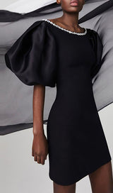 PUFF SLEEVE BANDAGE MINI DRESS IN BLACK Dresses styleofcb