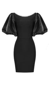 PUFF SLEEVE BANDAGE MINI DRESS IN BLACK Dresses styleofcb