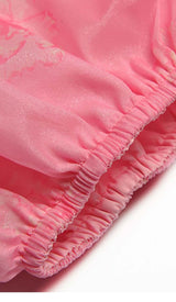 PUFF SLEEVE TIERED MIDI DRESS IN PINK styleofcb