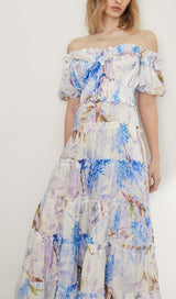 PUFFY SLEEVE CORSET MIDI DRESS IN LAVANDER styleofcb